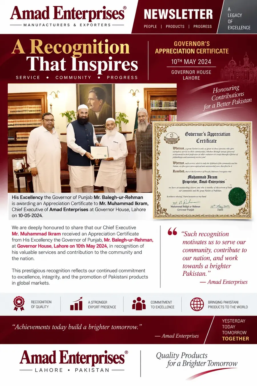 Governor's Appreciation Certificate 2023-2024